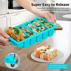 2-Pack Silicone Freezer Trays with Lid, 2 Large 2-Cup(500ml) & 6 Small 1/2-Cup(125ml) Soup Freezer Container Molds, Ice Cube Tray For Meal Prep & Freezing Soup, Stews, Sauces, Oven & Dishwasher-Safe