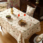 ISAENNE Designer Floral Linen Extra Long Table Cloth Rectangle,French Off White Elegant Tablecloth,Washable Home Decor Tablecloths for Dining Thanksgiving Kitchen Christmas,63"*110"-Grace B