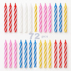 by Tugba Aydan - Birthday Candle - 72 Count Mix Color Birthday Candles for Cake, Cake Candle for Birthday, Party Small Candles