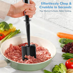 Ground Beef Chopper Tool, 2-Pack Heat-Resistant Meat Chopper for Ground Beef with 5 Curved Blades, Non-Scratch Meat Masher Ground Beef for Hamburger & Potatoes (Black)