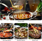 304 Stainless Steel Matte Kitchen Utensils Set, 11 Pcs Long Metal Cooking Utensils Set, Gold Cooking Utensils Set, Dishwasher Safe