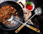 Large Stainless Steel Kitchen Utensils Set, 7 Pcs Cooking Utensils Set with Wooden Handle, Heat Resistant Spatula Tools Set for Cooking, Food Grade Utensils Sets with Turners Spoon Ladle Pasta Fork