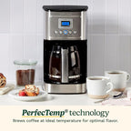 Cuisinart 14-Cup Coffee Maker, Programmable PerfecTemp Glass Carafe Coffee Machine with 1-4 Cup Setting, Brew Strength Control and Brew Pause, Stainless Steel, DCC-3200NAS