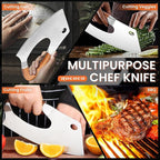 ROCOCO Meat Cleaver Knife Unique Effort Saving Kitchen Knife Professional Stainless Steel Chef Cooking Knives for Cutting Meat Vegetable Father Mother Christmas Gift Bronze