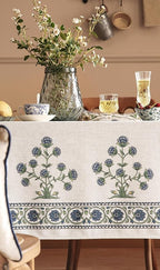 patdrea Designer Vintage Small Blue Rectangle Table Cloth,Linen Leaves Pattern Floral Tablecloth,Farmhouse Fall Table Cover for Kitchen Dining Christmas,Tea Party,Thanksgiving,55"x71"-Ivar B