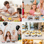 FORBFAN 150 Pcs Mini Square Baking Cups with Lids, 8 oz Mini Aluminum Cake Pans, Small Baking Tins Cow Print