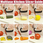 Onion Slicer with Protective Cover - Stainless Steel Cutter for Slicing Tomatoes, Potatoes, Avocados - Multiuse Vegetable Chopper and Meat Tenderizer