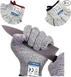 Dowellife Cut Resistant Gloves Food Grade Level 5 Protection, Safety Kitchen Cuts Gloves for Oyster Shucking, Fish Fillet Processing, Mandolin Slicing, Meat Cutting and Wood Carving. (Small-2 Pairs)