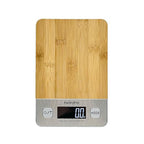 Bamboo Platform Digital Kitchen Scale - for Food Coffee Lab - LCD Display gram Ounces lb:oz - 11 LB/5 KG Capacity - Battery Included - Natural by The Display Guys