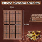 Silicone Chocolate Bar Mold - Non-Stick Durable Deep Dubai Chocolate Molds for Candy Bars, Dubai Pistachio, Energy & Protein Bars (10 Snap), Dishwasher Safe