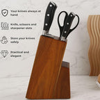 Kitchen knife holder elegant & sturdy (15 slots). Universal knife block with slots for knives, scissor and sharpenner. Knife Block without Knives. Kitchen knife holders for counter top. (Acacia)