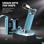 RAVS Butane Torch Lighter, Refillable Kitchen Torch with Safety Lock and Adjustable Flame, Creme Brulee Torch for Baking, BBQ, Blue Blow Torch for Cooking, Mens Gifts, Butane Gas Not Included