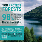 Disposable Wooden Spoons For Eating - 300pcs - Heavy Duty & Plastic Free - Our Guilt-Free FSC Certified Wood Protects Forests - A Great Alternative to Bamboo Spoons Disposable.