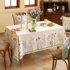 ISAENNE Designer Off White Linen Long Rectangle Tablecloth,Floral Elegant Table Cloth,Stain Resistant Vintage Decor Tablecloths for Dining Thanksgiving Kitchen Christmas,63"*102"-Serenity G