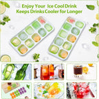 DOQAUS Ice Cube Trays 4 Pack, 40 pcs Silicone Ice Cubes Tray Maker with Spill-Resistant Removable Lid, Easy Release & Pop out, LFGB and BPA Free, Stackable Flexible, for Soup, Food, Cocktail, Coffee