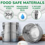 Stainless Steel Food Storage Container with Lid - 27 oz / 0.8 L - Metal Lunch + Meal Prep Tin with Food-Safe Leakproof Seal - Stackable Pantry Snack Organizer - Reusable Travel Lunchbox for Leftovers