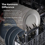 Kenmore 24" Built-in Stainless Steel Tub Dishwasher EasyFlex 3rd, SmartWash, UltraWash Plus, TurboDry, and MoreSpace Adjustable Rack, Energy Star Certified, White