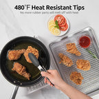 480ºF Heat Resistant Kitchen Tong: U-Taste 7 inch Silicone Cooking Tong with Firm Sealed Non Stick Rubber Tips & Silicon Coated 18/8 Stainless Steel Handle & Smooth Locking for Serving Salad (Black)