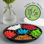 Plasticpro 6 Sectional Round Plastic Serving Tray/Platter (4, Black)