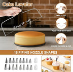 WERTIOO 138pcs Springform Cake Pan Sets for Baking with Cake Decorating Kit, 3 Round Non-Stick Cake Pans Set (6, 8, 10 inches), Leak-Proof Cheesecake Baking Pans with Icing Tips, Cake Leveler & eBook