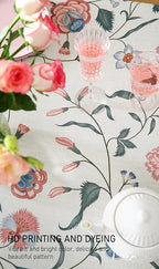 ISAENNE Designer Chinoiserie Linen Floral Small Square Tablecloth,White Wrinkle Resistant Table Cloth,Elegant Decor Tablecloths for Dining Thanksgiving Kitchen Party Christmas,55"*55"-Daffy