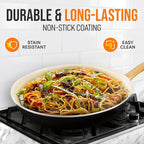 NutriChef 8” Small Fry Pan - Professional Home Cookware Small Skillet Nonstick Frying Pan with Golden Titanium Coated Silicone Handle, Ceramic Coating, Stain-Resistant And Easy To Clean