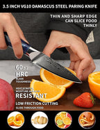 3.5 Inch Paring Knife - Kitchen Fruit Peeling Knife Damascus Steel & Resin Handle - Xuan Series(Sapphire Blue)