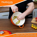 Cast Iron Pot with Lid – Non-Stick Ovenproof Enamelled Casserole Pot, Oven Safe up to 500° F – Sturdy Dutch Oven Cookware – Orange, 5-Quart, 24cm – by Nuovva