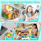 VERONES 5 Pack Glass Meal Prep Containers 2 Compartment Set, 36OZ Airtight Glass Lunch Containers, Glass Food Storage Containers with Lids, for Microwave, Oven, Freezer & Dishwasher Friendly,Green