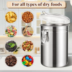 Lallisa 1 Pcs Stainless Steel Canisters 62 oz Stainless Steel Containers with Lids Food Storage Container with Airtight Clamp Lid Coffee Containers for Tea Sugar Coffee Flour Kitchen Counters