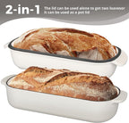 Enameled Cast Iron Loaf Pan with Lid, Dutch Oven Bread pan for Homemade Sourdough Bread Baking, 12.5x5.5 inch, 5qt, White