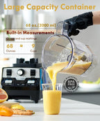 HECMAC 3-Peak HP Blender - 2200W Max/1400W Rated, 68oz BPA-Free Pitcher, 3 Programs, Self-Clean, Tamper - Smoothies, Ice Crush, Frozen Drinks, Food Prep - Home & Commercial, 110V