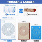 Silicone Pastry Mat Extra Thick Large Non Stick Baking Supplies Kitchen Counter Cooking Rolling Dough Sheet Pie Crust Sourdough Bread Oven Liner with Measurement (L-16''(W)*24''(L), 2#Blue)
