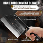ENOKING Serbian Chef Knife 6.7 Inch, Handmade Professional Meat Cleaver Knife with Leather Sheath, High-Carbon Clad Steel Butcher Knife with Full Tang Handle for Kitchen, Camping, BBQ