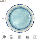 AELS Melamine Salad Plates Set of 6, 11 inch Serving Dishes for Indoor and Outdoor Use, Dishwasher Safe, Lightweight Unbreakable, BPA Free, Light Blue