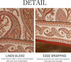 ISAENNE Designer French Red Long Tablecloth Rectangle,Linen Table Cloth with Cashew Pattern,Stain Proof Decor Tablecloths for Dining Thanksgiving Kitchen Christmas,63"*94"-Chauffrey D