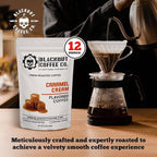Blackout Coffee Caramel Cream Flavored Ground Coffee – Medium Roast, Smooth Taste, Guilt-Free Indulgence – Freshly Roasted 12oz Bag, American Made