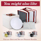 Cakebon Cake Boxes with Boards - 12 Inch Round Cake Drum White (3-pack) - Box With Window for Birthdays, Weddings and Parties