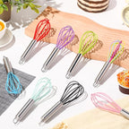 Domensi 24 Pcs 8 Inch Whisks Bulk for Cooking Silicone Whisks Non Scratch Stainless Steel Wisks Coated Metal Heat Resistant Egg Beaters for Mothers Day Party Favor Gift Supplies