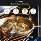 Misen 5-Ply Stainless Steel 10" & 12" Frying Pan Set - Professional Cookware for Induction, Gas and Electric - Dishwasher Safe, Oven Safe to 800°F - Durable, Versatile, Even Heating