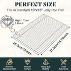 Cooling Racks for Cooking and Baking - 10"x14.75" Oven Safe Premium Stainless Steel Heavy Duty Baking Rack Tight-Wire, Fits Jelly Roll Pan for Roasting & Grilling & Cooking - 1 Pack