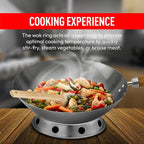 Helen's Asian Kitchen Round Bottom Wok Set, Carbon Steel and Bamboo, 12-Inches, 4-Piece Set
