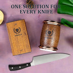 Rolling Knife Sharpener Wooden Kit - Roller Wheel Sharpener with Magnetic Holder | 400 Grit Diamond & 1000 Ceramic Disks Sharpeners | 15 & 20 Angle for Special & Standard Kitchen Knives