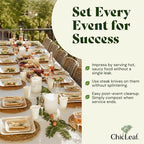 Chic Leaf Palm Leaf Bamboo Plates - 9-Inch Square, Pack of 50 - Eco-Friendly Compostable Platters - Microwave-Safe Disposable Plates - Durable Party Dishware