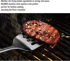KULUNER Professional Grade Stainless Steel Cooking Spatula - 17 Inches, Sturdy and Durable, Premium Solid Wood Handle, with Bottle Opener, Suitable for Barbecue, Outdoor Kitchens, and Grilling Food