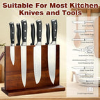 Magnetic Knife Block Double Sided Magnetic Knife Holder Rack with Strong Enhanced Magnets Acacia Wood Magnetic Knife Storage Stand (Acacia Wood)