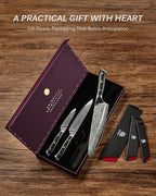 KYOKU Knife Set, 3pc Japanese Kitchen Knife Set for Cooking, 8" Chef 3.6" Paring 6" Utility Knife with Sheath Gift Box, Professional Sharp Damascus Stainless Steel Knives for Meat Vegetable Fruit