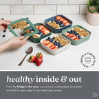 Ceramic Coated Glass Food Storage Containers | No PTFE, PFOA, PFAS, and BPA | Reusable Non Toxic Meal Prep Containers with Glass Lids | Easy To Store | 10 Piece Set [Crema]