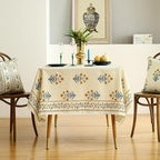 ISAENNE Designer French Pale Yellow Table Cloth for Rectangle Table,Linen Floral Tablecloth,Wrinkle Resistant Decor Tablecloths for Dining Thanksgiving Banquet Kitchen,55"*79"-Estevan A