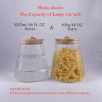 FANTESTICRYAN Glass Coffee Nuts Canister Airtight Storage Jar Petal Decorative Container with Bamboo Lid Metal Handle Easy to Grasp 1600ml, 54 FL OZ (Large Conical)